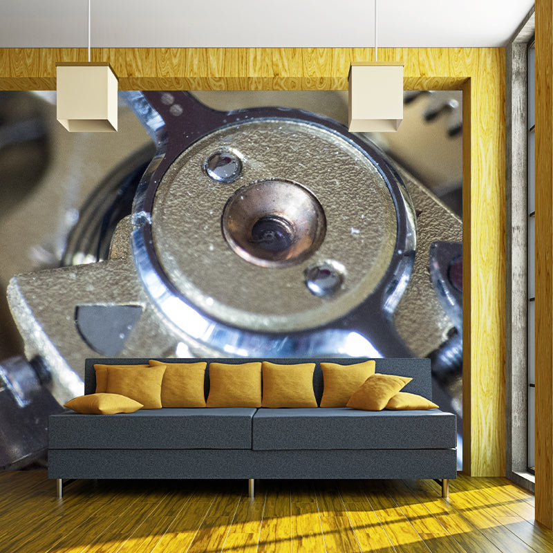 Industrial Style Metal Removable Wall Mural for Sitting Room, Moisture Resistant