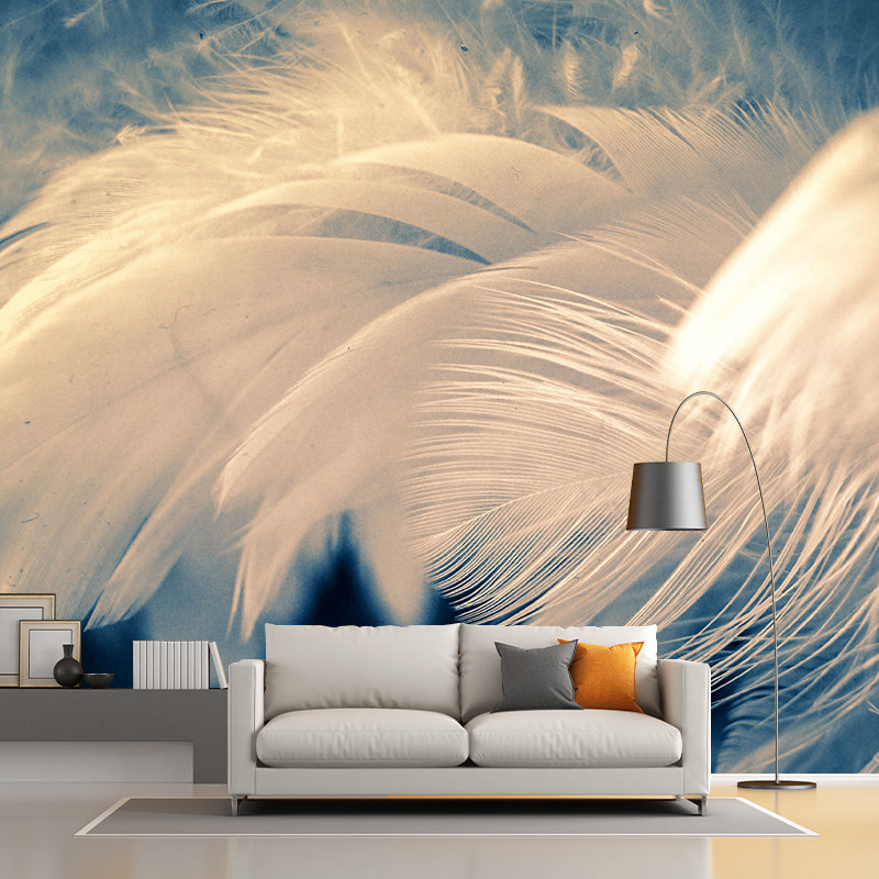 Fluffy Feathers Wall Mural for Dining Room, Personalized Size Available