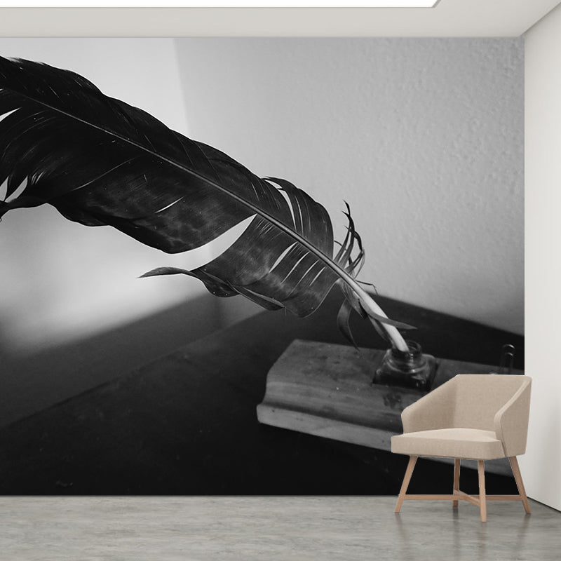 Fluffy Feathers Wall Mural for Dining Room, Personalized Size Available