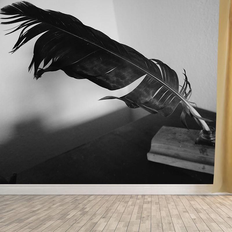 Fluffy Feathers Wall Mural for Dining Room, Personalized Size Available