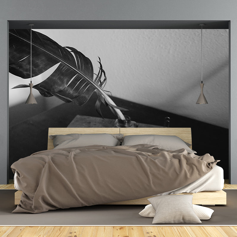 Fluffy Feathers Wall Mural for Dining Room, Personalized Size Available