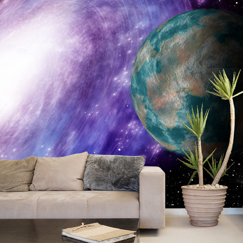 Mysterious Galaxy Planet Mural for Bedroom Wall Decor, Customized Size Available
