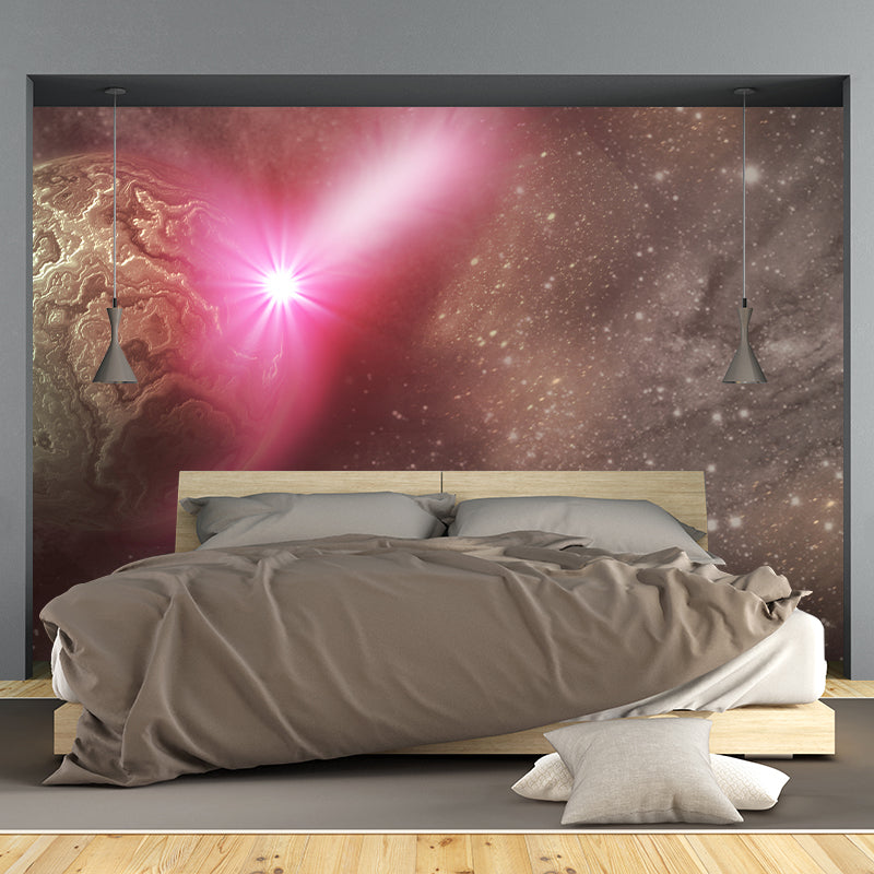 Mysterious Galaxy Planet Mural for Bedroom Wall Decor, Customized Size Available