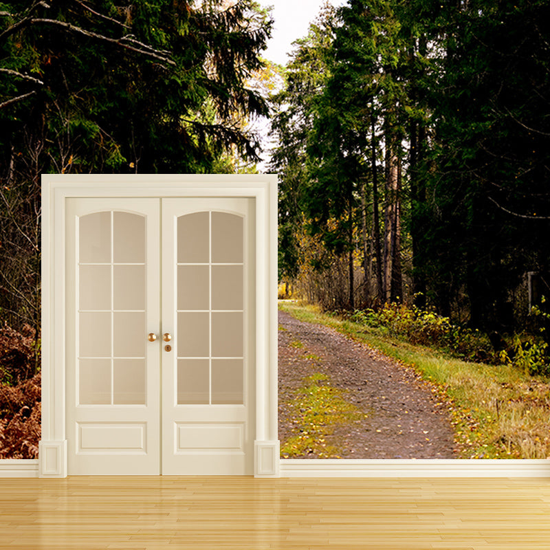 Minimalism Style Forest Mural Wallpaper Water Resistant Wall Covering for Home