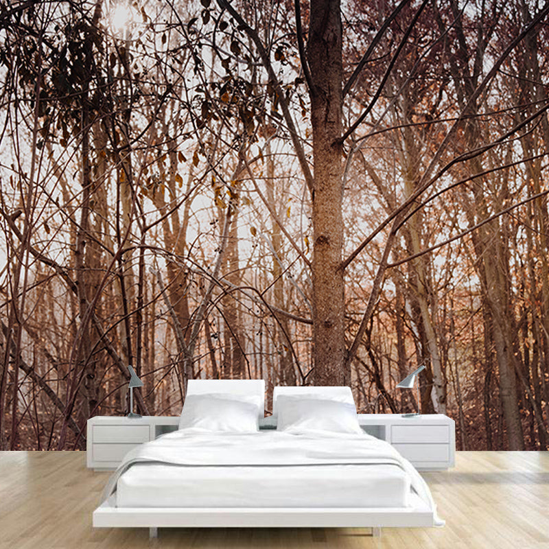 Minimalism Style Forest Mural Wallpaper Water Resistant Wall Covering for Home