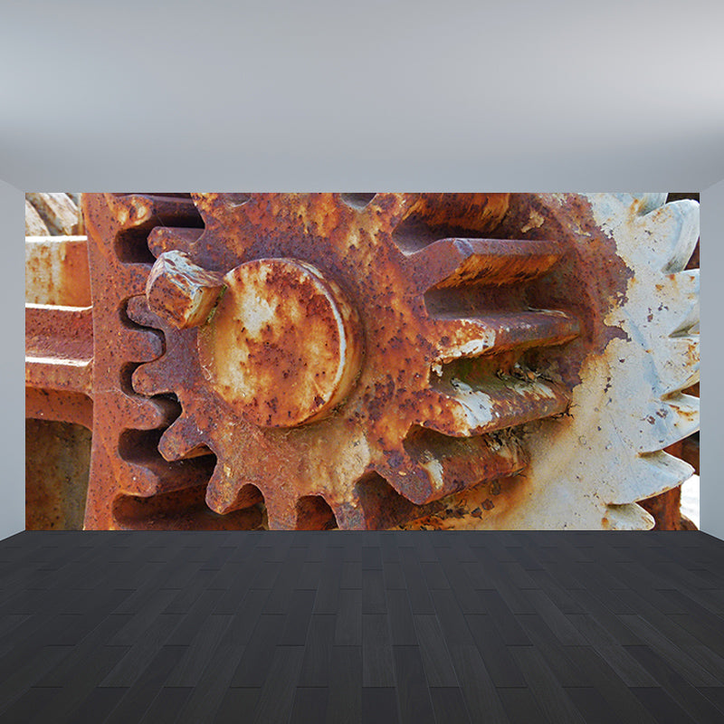 Gearwheel Full Size Wall Covering for Sitting Room Water Resistant Wall Mural Decal