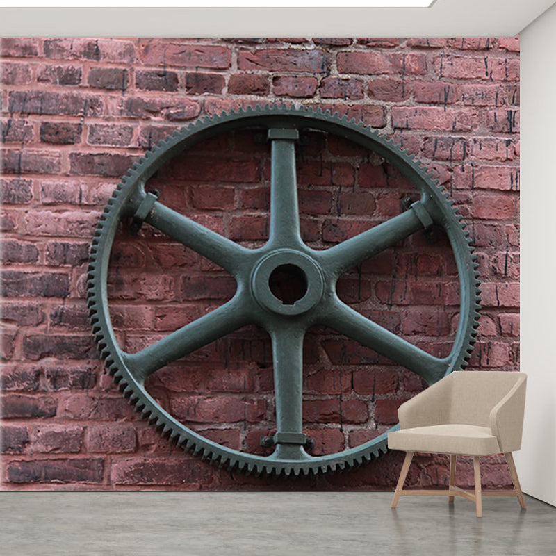Gearwheel Full Size Wall Covering for Sitting Room Water Resistant Wall Mural Decal