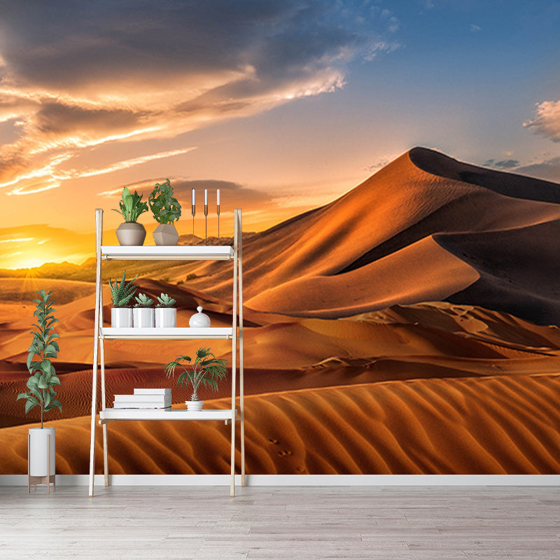 Desert Mural Wallpaper Moisture Resistant Wall Covering for Sitting Room