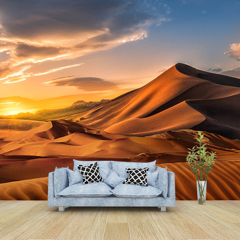 Desert Mural Wallpaper Moisture Resistant Wall Covering for Sitting Room