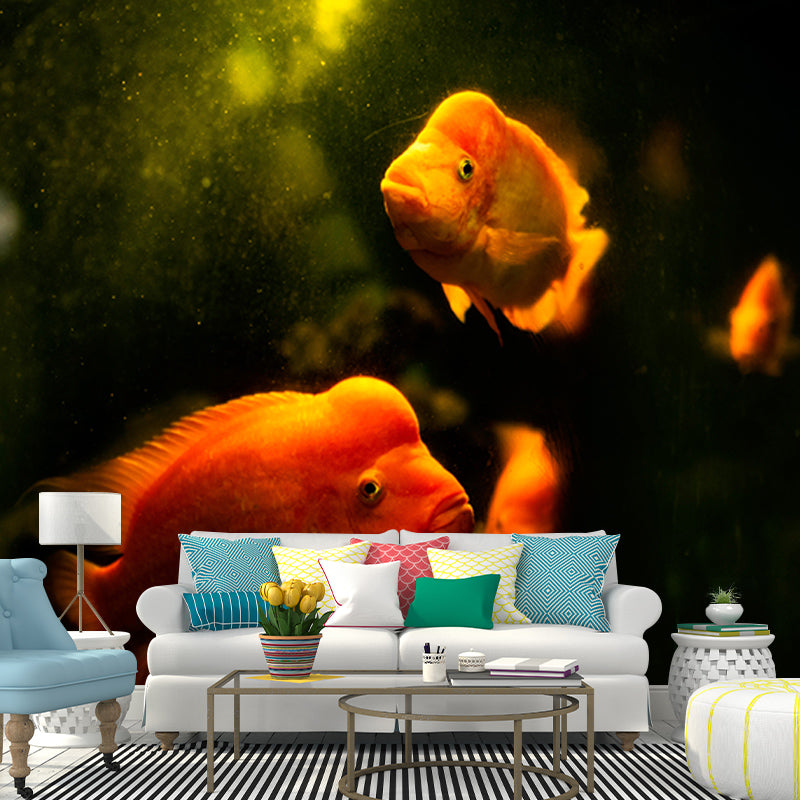Rich Marine Life Mural Wallpaper Moisture Resistant Wall Covering for Sitting Room