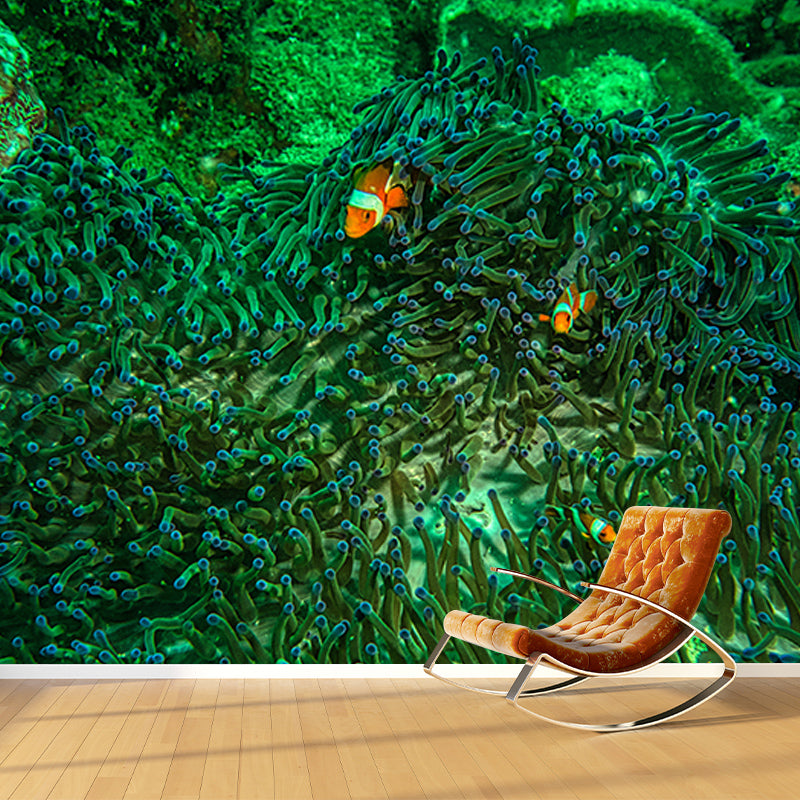 Abundant Marine Life Moisture-Resistant Mural Wallpaper, Personalized Size Available