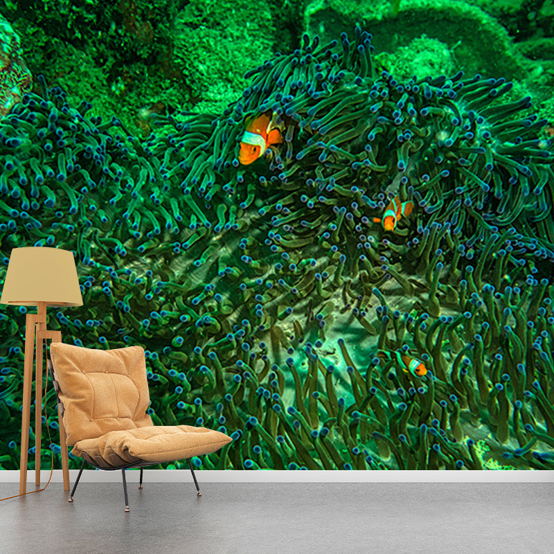 Abundant Marine Life Moisture-Resistant Mural Wallpaper, Personalized Size Available