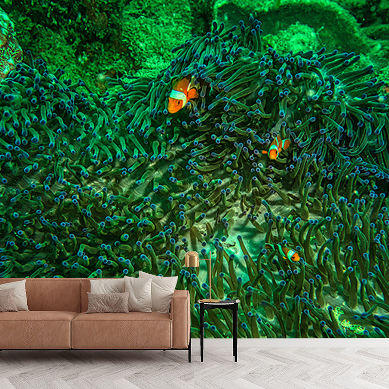 Abundant Marine Life Moisture-Resistant Mural Wallpaper, Personalized Size Available