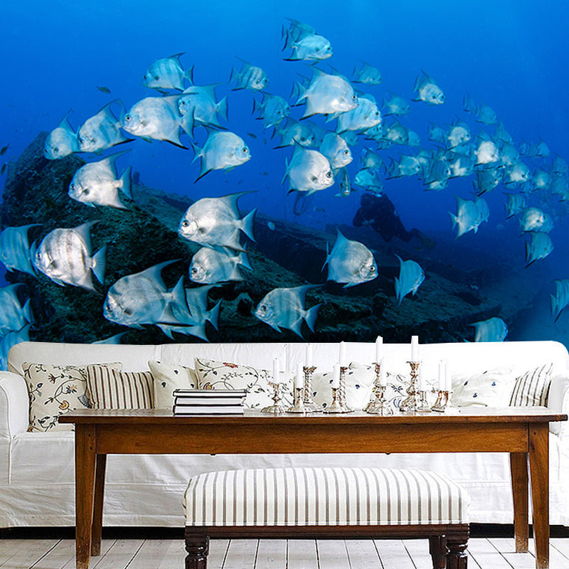 Tropical Marine Life Moisture-Resistant Mural Wallpaper, Personalized Size Available