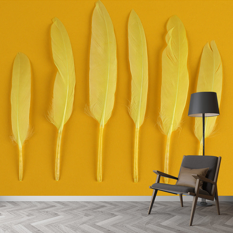 Decor Bird Feather Mural for House Interior Moisture Resistant, Custom Size Available
