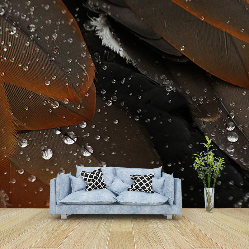 Feather Mural Modern Light Color for Girls Bedroom Wall Art, Custom Size