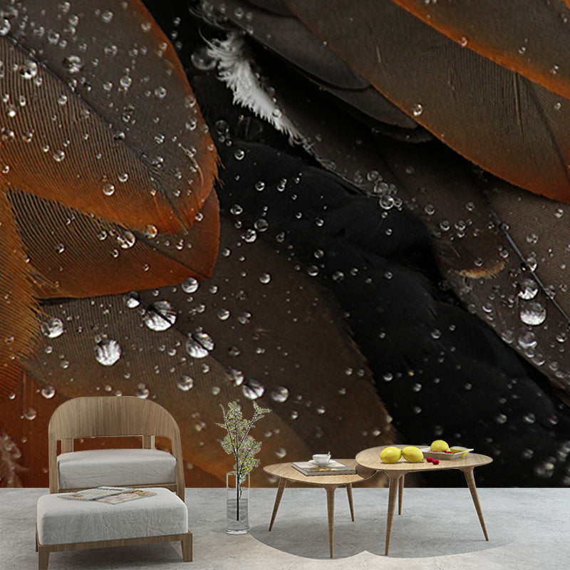 Feather Mural Modern Light Color for Girls Bedroom Wall Art, Custom Size