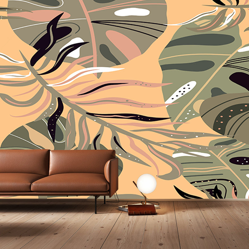 Tropical Plants Illustration Mural Stain Resistant Wall Art for Home Decor
