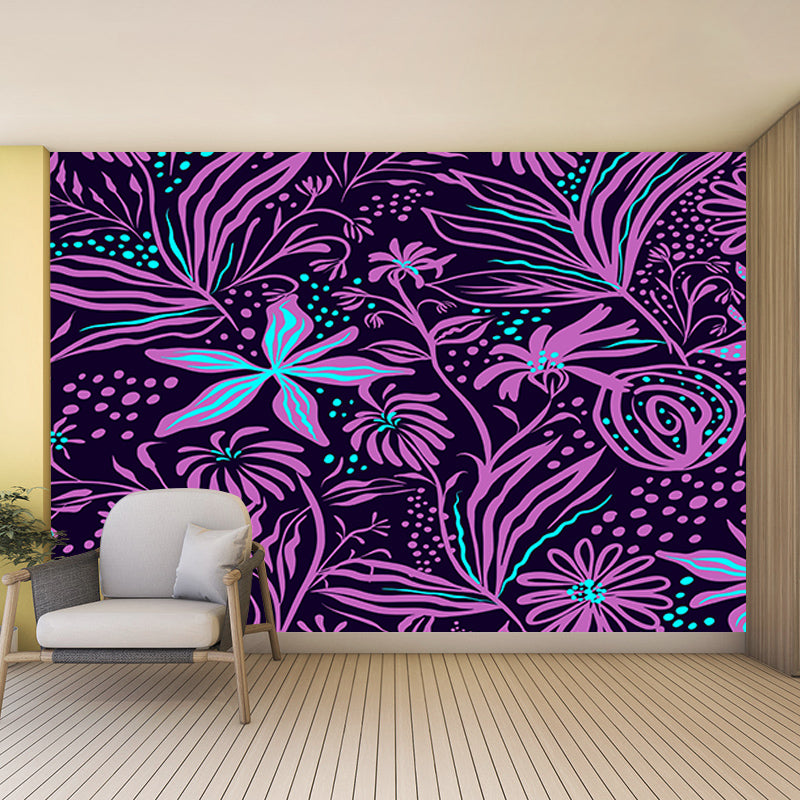 Tropical Plants Illustration Mural Stain Resistant Wall Art for Home Decor