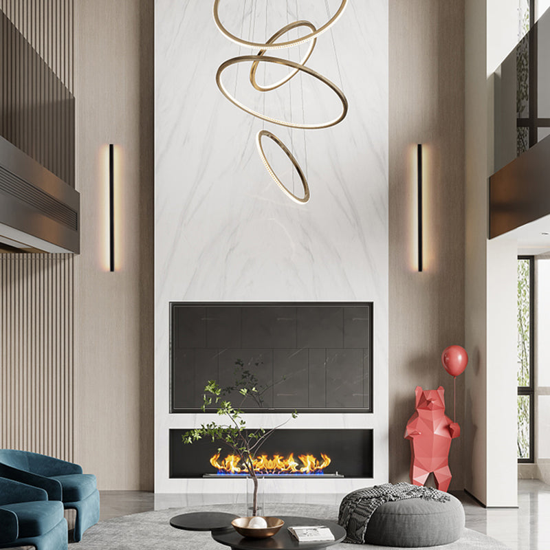 Lineare Form Metallwand Licht moderne Einlichtwandhalterung Leuchte in Schwarz