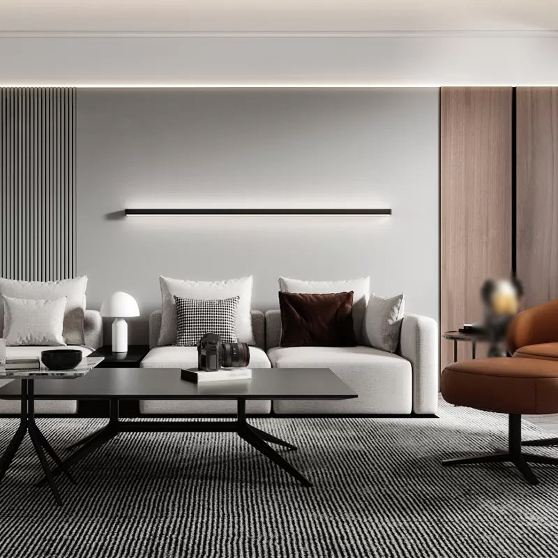 Lineare Form Metallwand Licht moderne Einlichtwandhalterung Leuchte in Schwarz