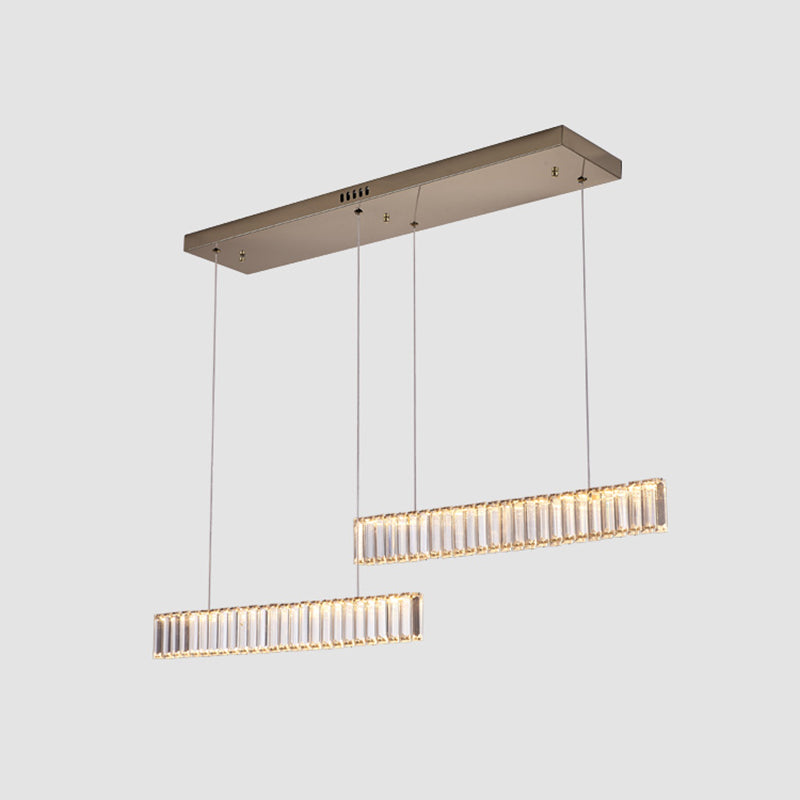 Modern Crystal Chandelier Lamp Linear LED Island Pendant for Dining Room