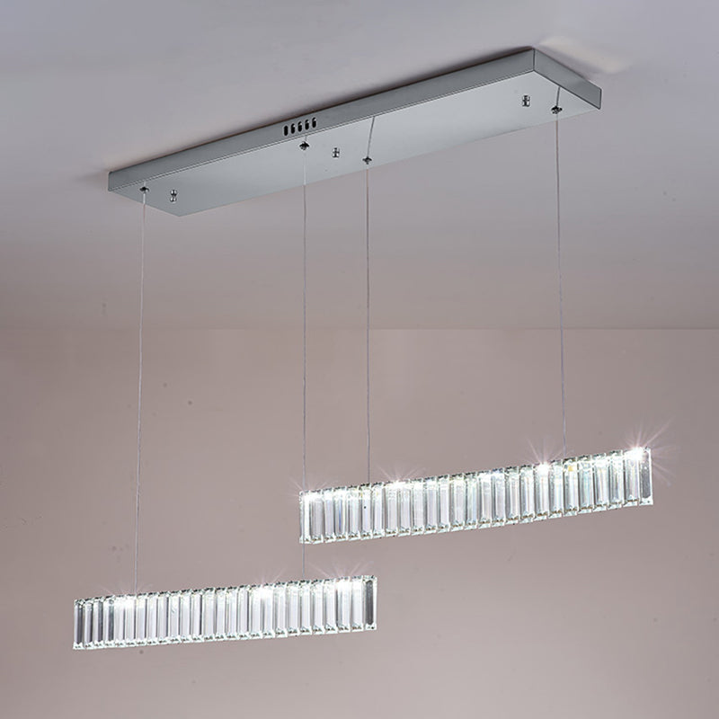 Modern Crystal Chandelier Lamp Linear LED Island Pendant for Dining Room