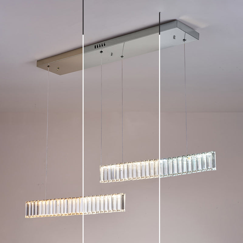 Modern Crystal Chandelier Lamp Linear LED Island Pendant for Dining Room
