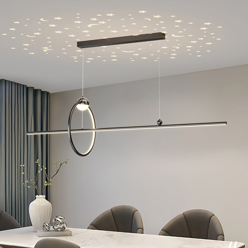 Modern Aluminum Chandelier Lamp Linear LED Island Pendant for Dining Room
