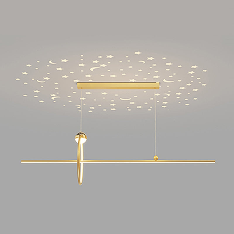 Modern Aluminum Chandelier Lamp Linear LED Island Pendant for Dining Room