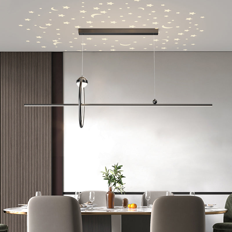 Modern Aluminum Chandelier Lamp Linear LED Island Pendant for Dining Room