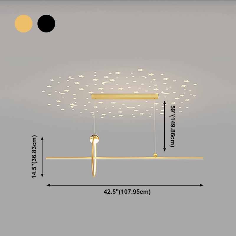 Modern Aluminum Chandelier Lamp Linear LED Island Pendant for Dining Room