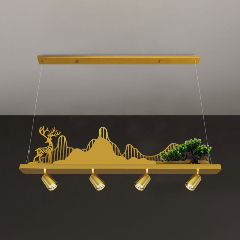 Geometry Shape Island Lights Modern Style Metal Island Lighting in Gold