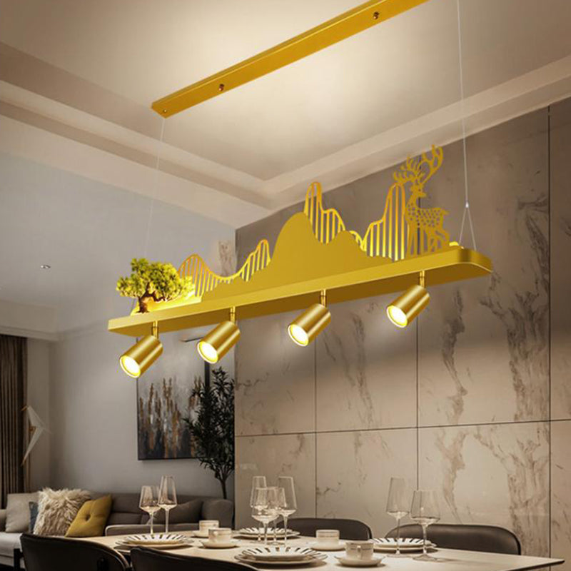 Geometry Shape Island Lights Modern Style Metal Island Lighting in Gold
