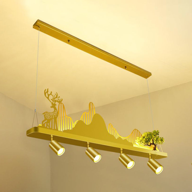 Geometry Shape Island Lights Modern Style Metal Island Lighting in Gold