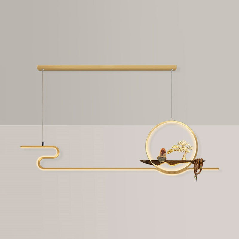 Modern Style Linear Shape Island Lights Metal Two Light Island Lighting Ideas