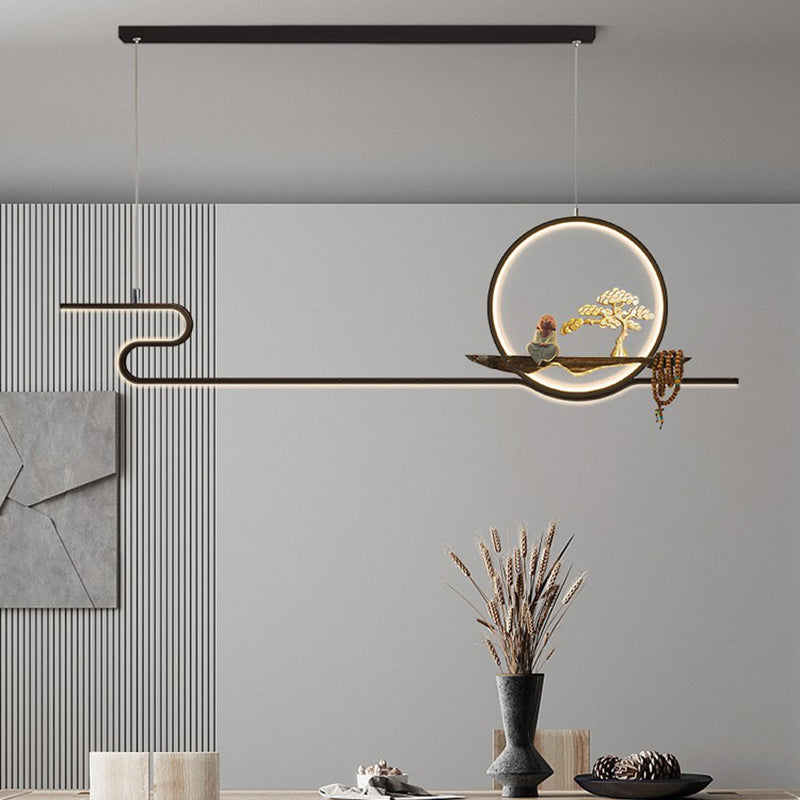 Modern Style Linear Shape Island Lights Metal Two Light Island Lighting Ideas