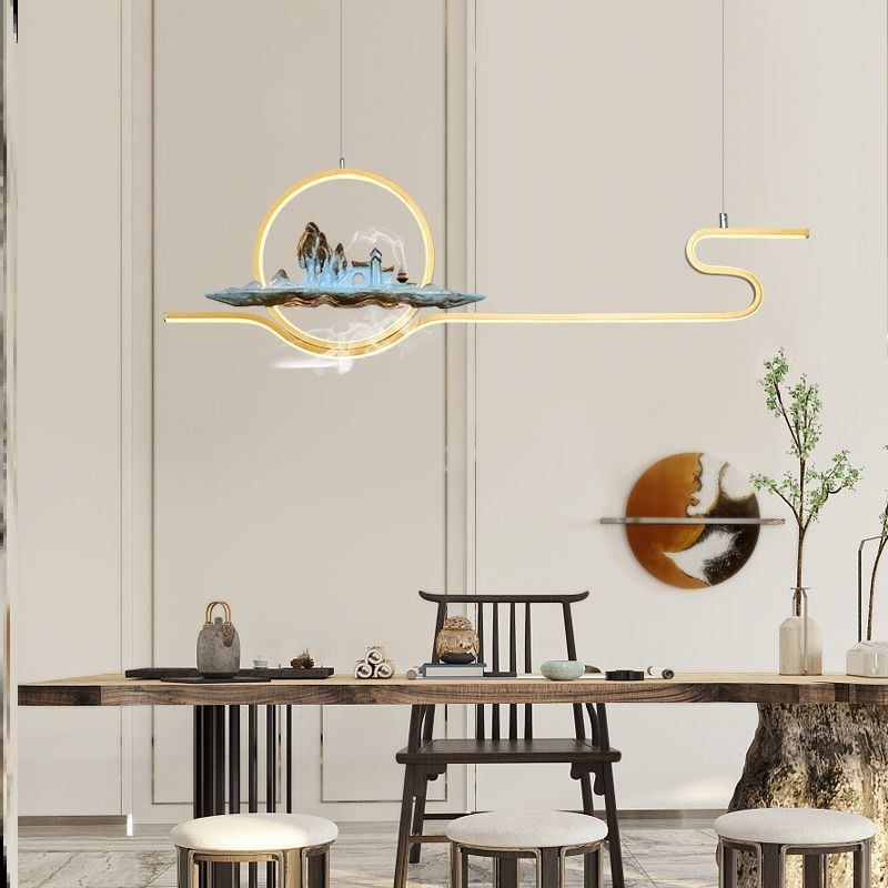 Modern Style Linear Shape Island Lights Metal Two Light Island Lighting Ideas