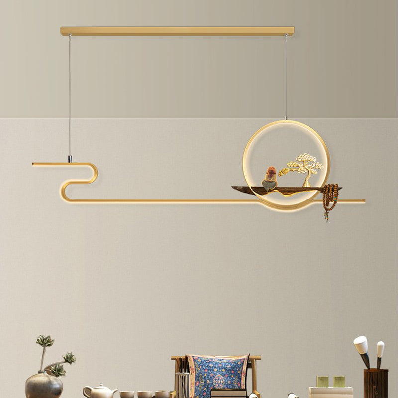 Modern Style Linear Shape Island Lights Metal Two Light Island Lighting Ideas