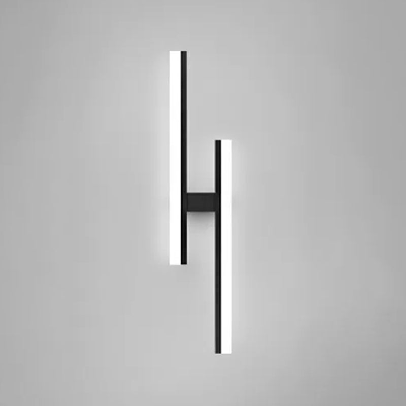 Forma lineal Luz de pared de metal Estilo moderno 2 luces Luz de montaje de pared Luz de luz en negro