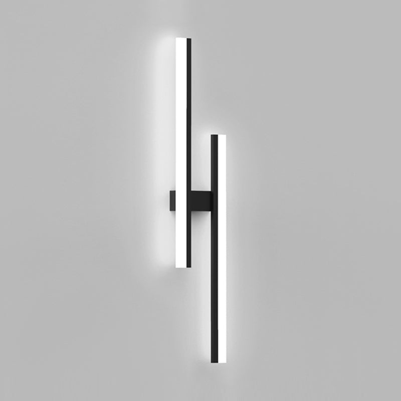 Forma lineal Luz de pared de metal Estilo moderno 2 luces Luz de montaje de pared Luz de luz en negro