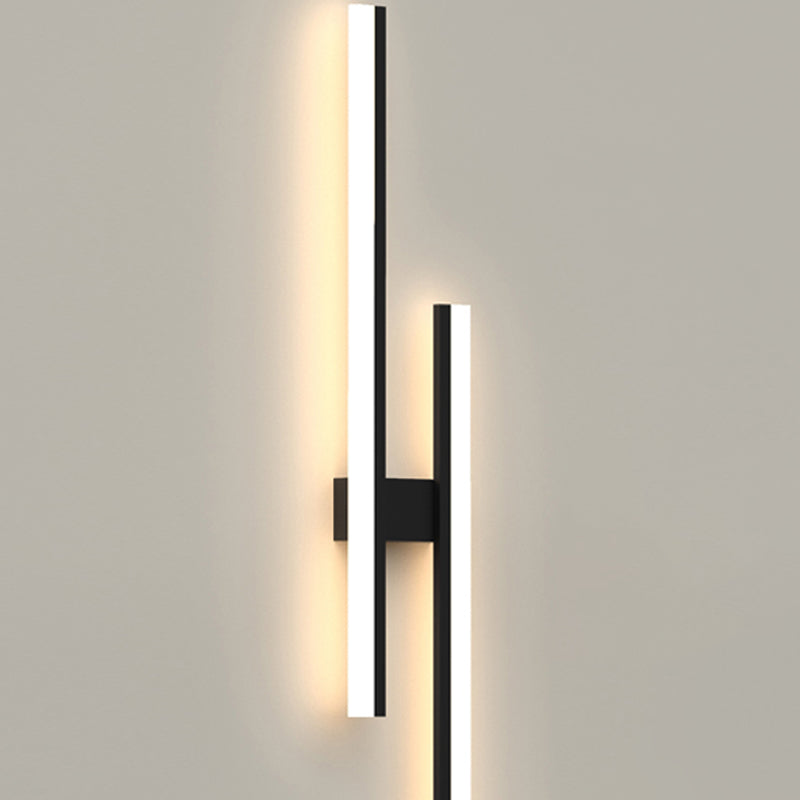 Forma lineal Luz de pared de metal Estilo moderno 2 luces Luz de montaje de pared Luz de luz en negro