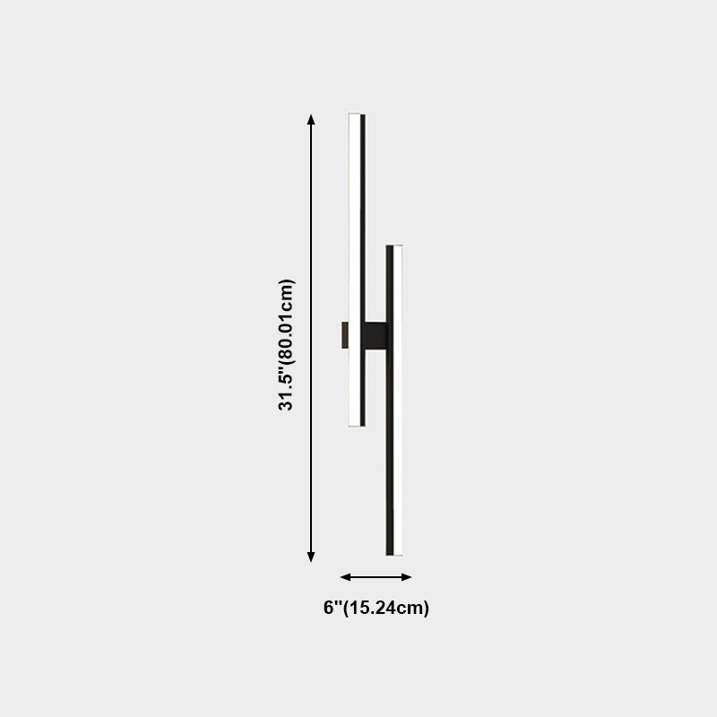 Forma lineal Luz de pared de metal Estilo moderno 2 luces Luz de montaje de pared Luz de luz en negro