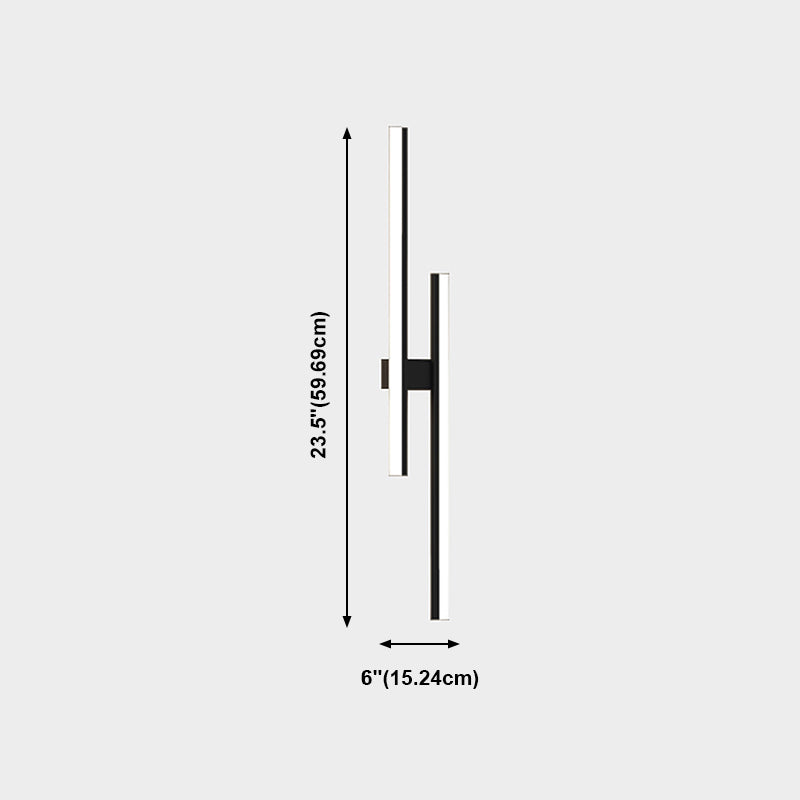 Forma lineal Luz de pared de metal Estilo moderno 2 luces Luz de montaje de pared Luz de luz en negro