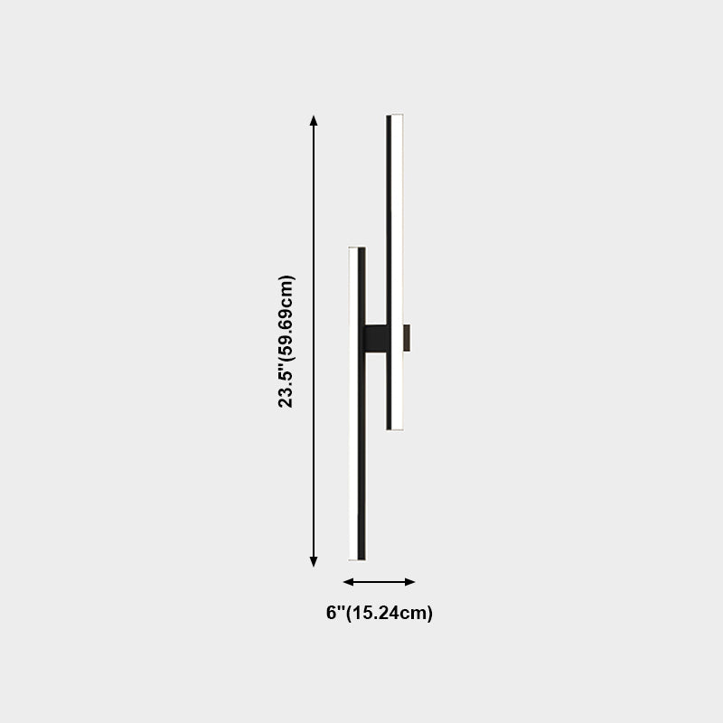 Forma lineal Luz de pared de metal Estilo moderno 2 luces Luz de montaje de pared Luz de luz en negro