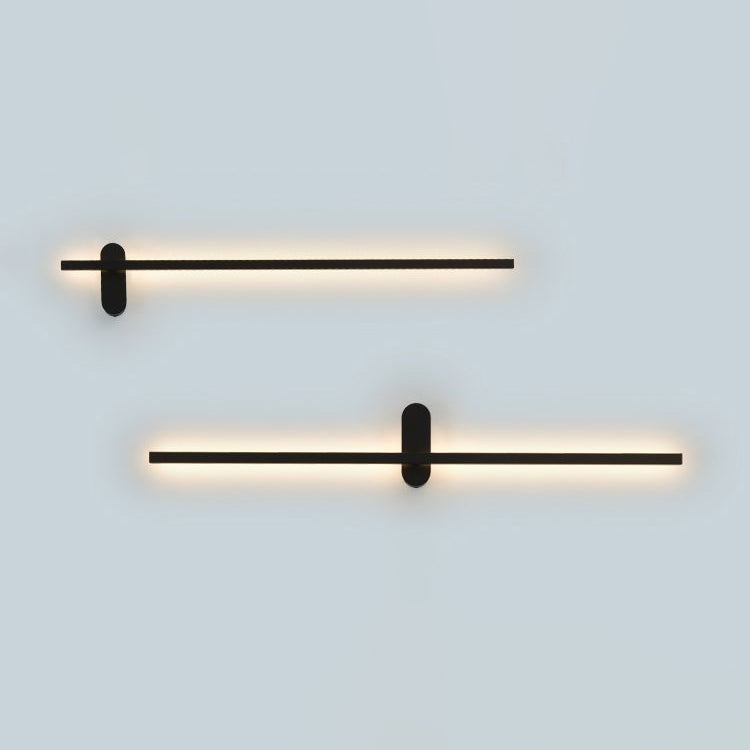 Forma lineal Luz de pared de metal Estilo moderno de 2 luces Luz de pared de pared en negro