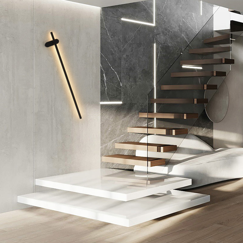 Forma lineal Luz de pared de metal Estilo moderno de 2 luces Luz de pared de pared en negro