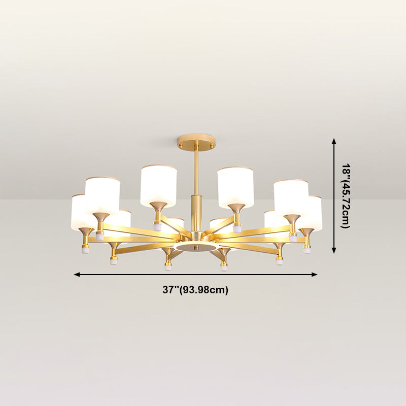 Chandelier en fer laqué créatif créatif moderne avec une teinte en verre blanche