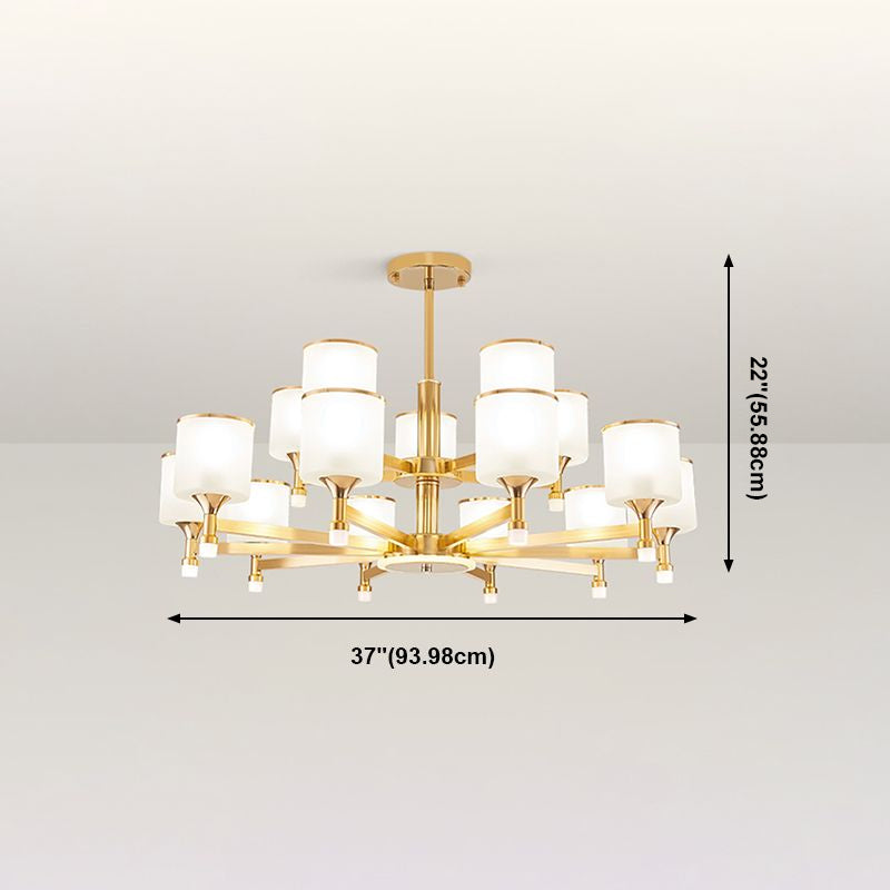 Modern Creative Cylindrical Pendant Light Lacquered Iron Chandelier with White Glass Shade