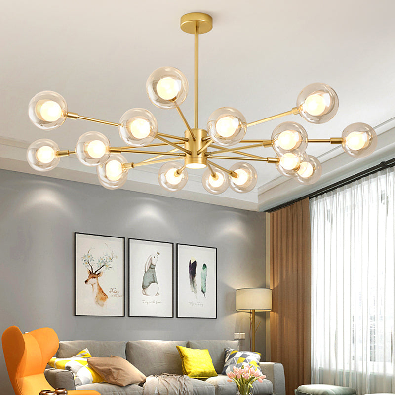 Nordic Modern Clear Glass Hanging Light Fixtures Sputnik Chandelier for Living Room